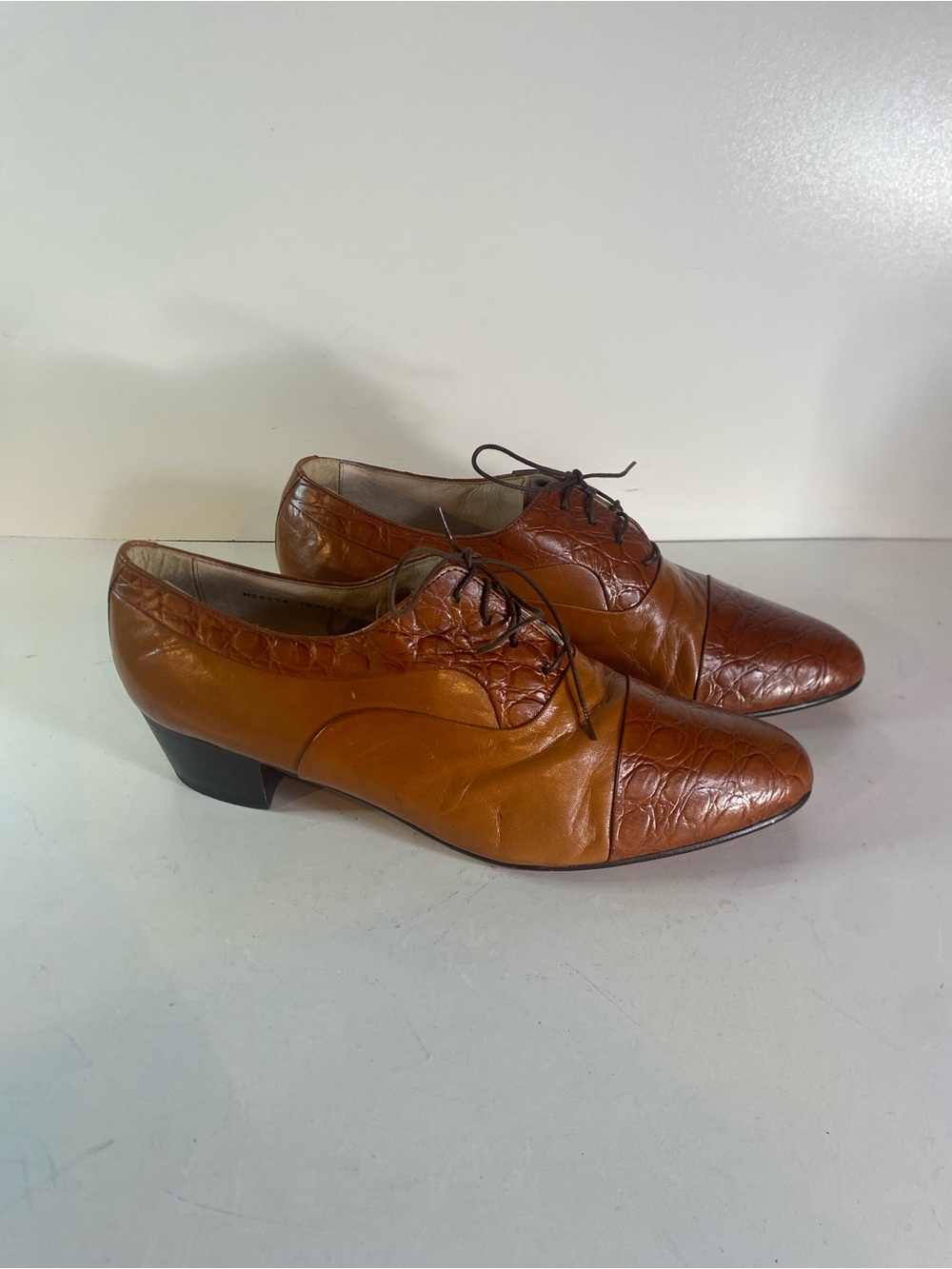 Vintage Carlo Morandi Genuine Eel Skin Lace Up Dress Shoes Italy Size 10.5